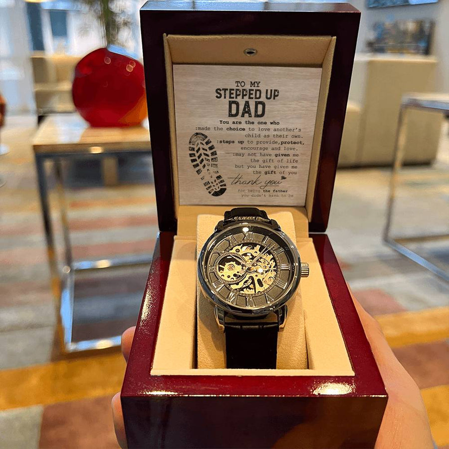 To My Stepped Up Dad Gift For Dad Openwork Watch For Step Dad Father's Day Gift