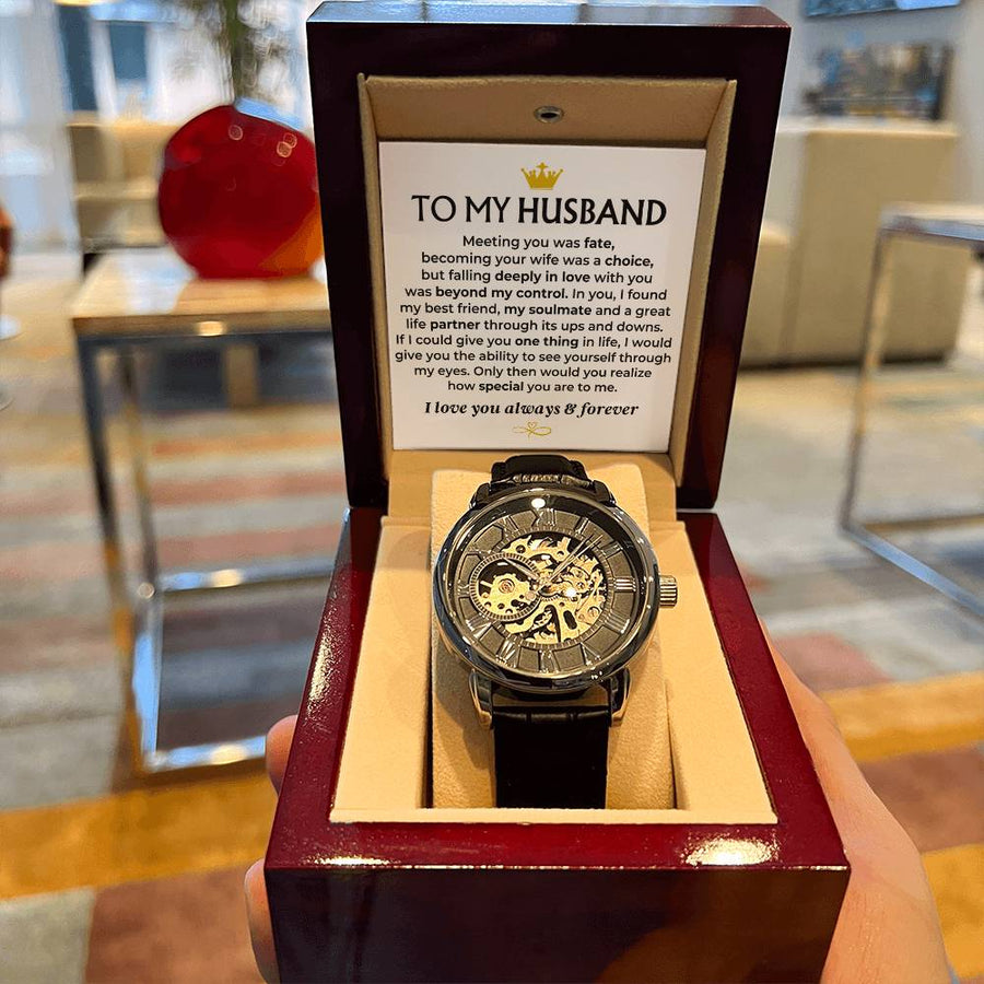 To My Husband Love You Forever Braided Openwork Watches Gift Set