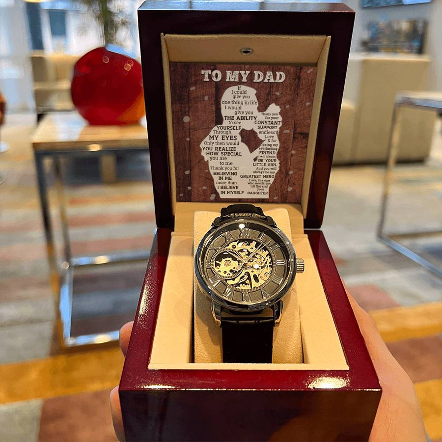 Gift For Dad From Daughter Special Constant Support Men's Openwork Watch