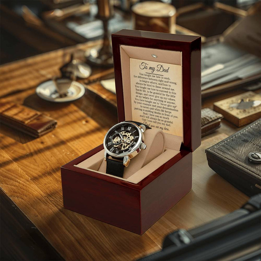 To My Dad Openwork Watch Birthday Gift For Dad Father's Day Gift Message Card Gift