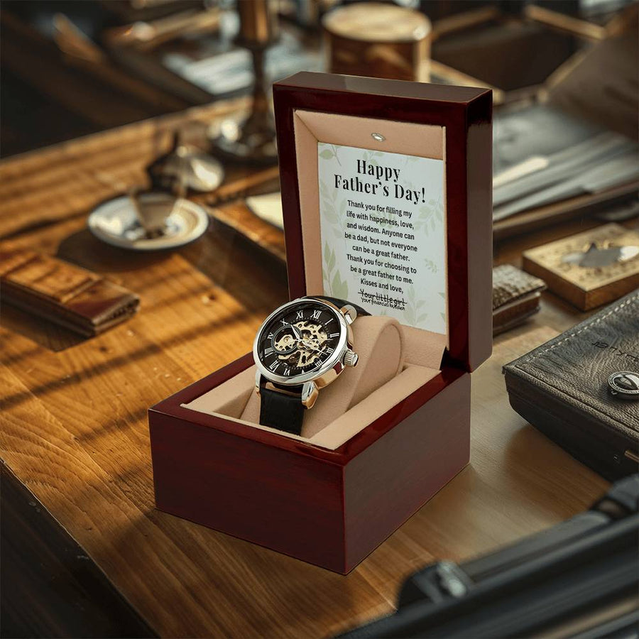 To Dad Funny Father's Day Gift From Daughter Engraved Jewelry For Him From Daughter Personalized Message Card Watch