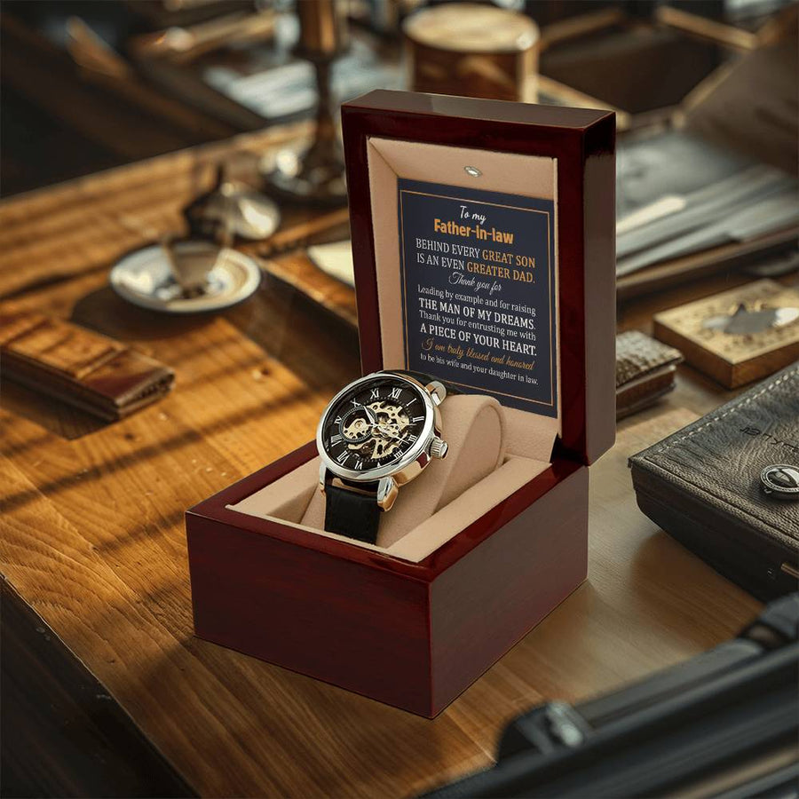 To My Father In Law Openwork Watch Gift For Father In Law Dad Of The Groom Gift From Bride Wedding Gift