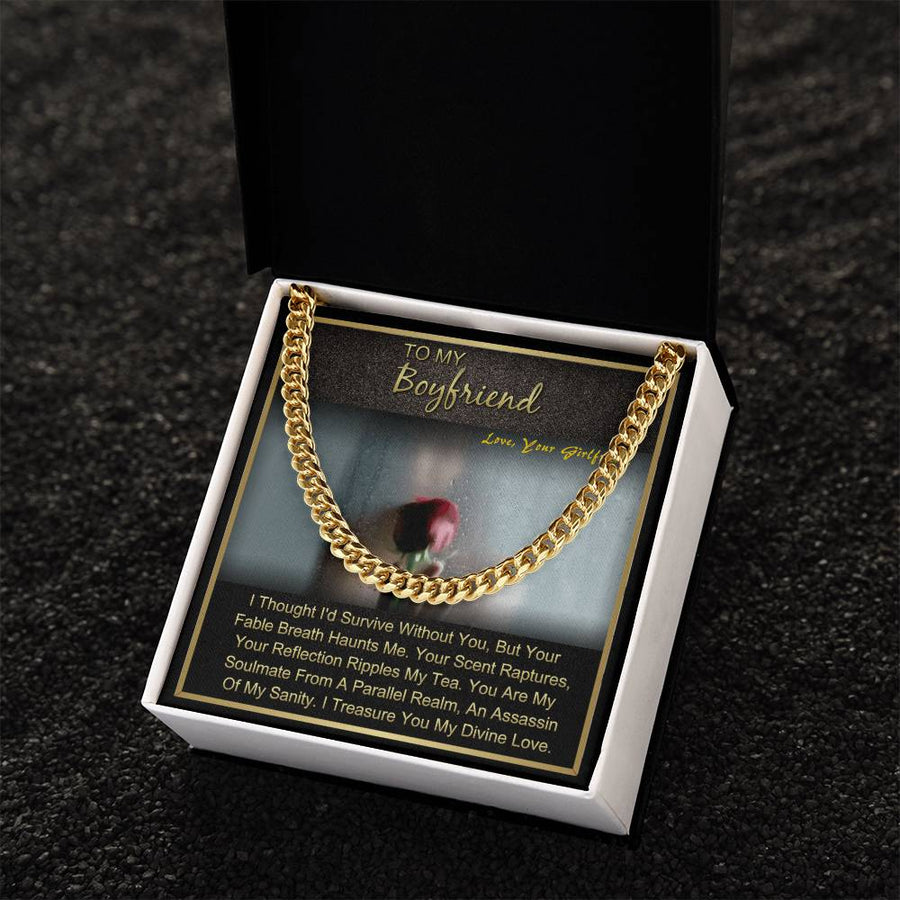 Gift For Boyfriend Anniversary Birthday Christmas Long Distance Chain Necklace With Message Card Cuban Link Chain