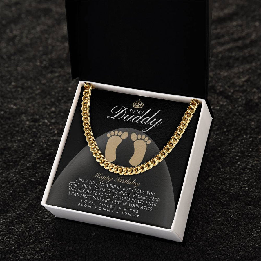 From A Bump To Daddy To My Daddy New Daddy Gift Daddy To Be Gift To My Daddy From A Bump Dad Necklace Gift New Dad Bir Cuban Link Chain