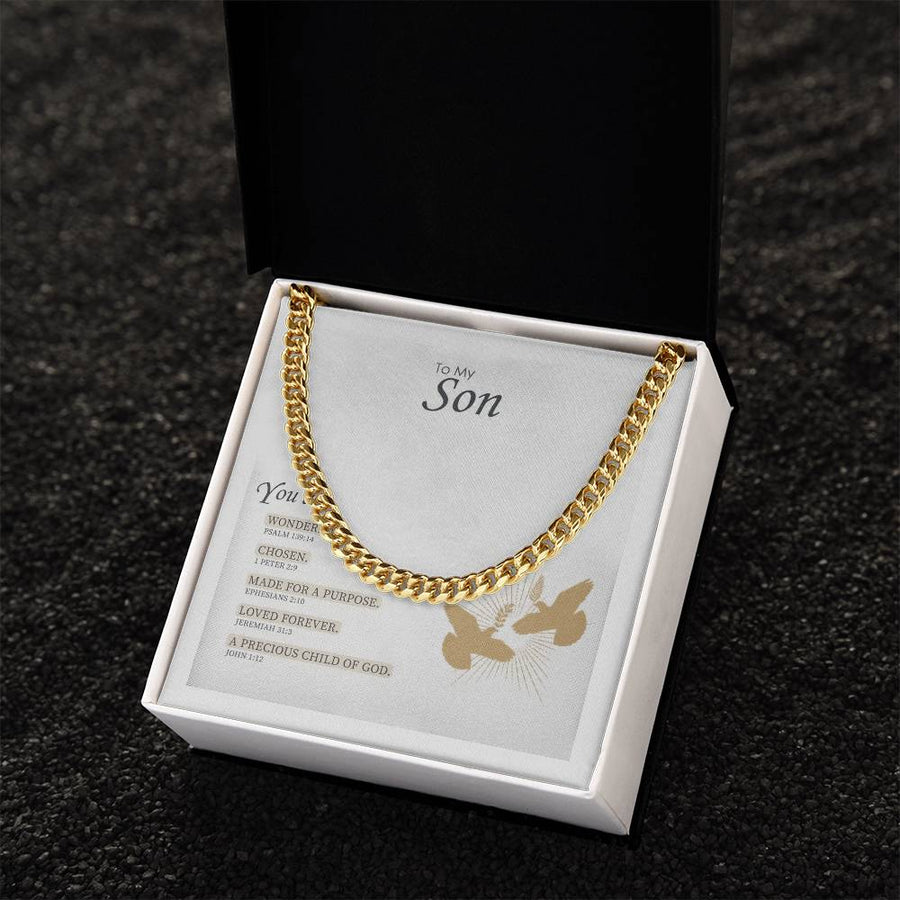 Gift For Son You Are Wonderful Chosen Made For A Purpose Cuban Link Chain Necklace