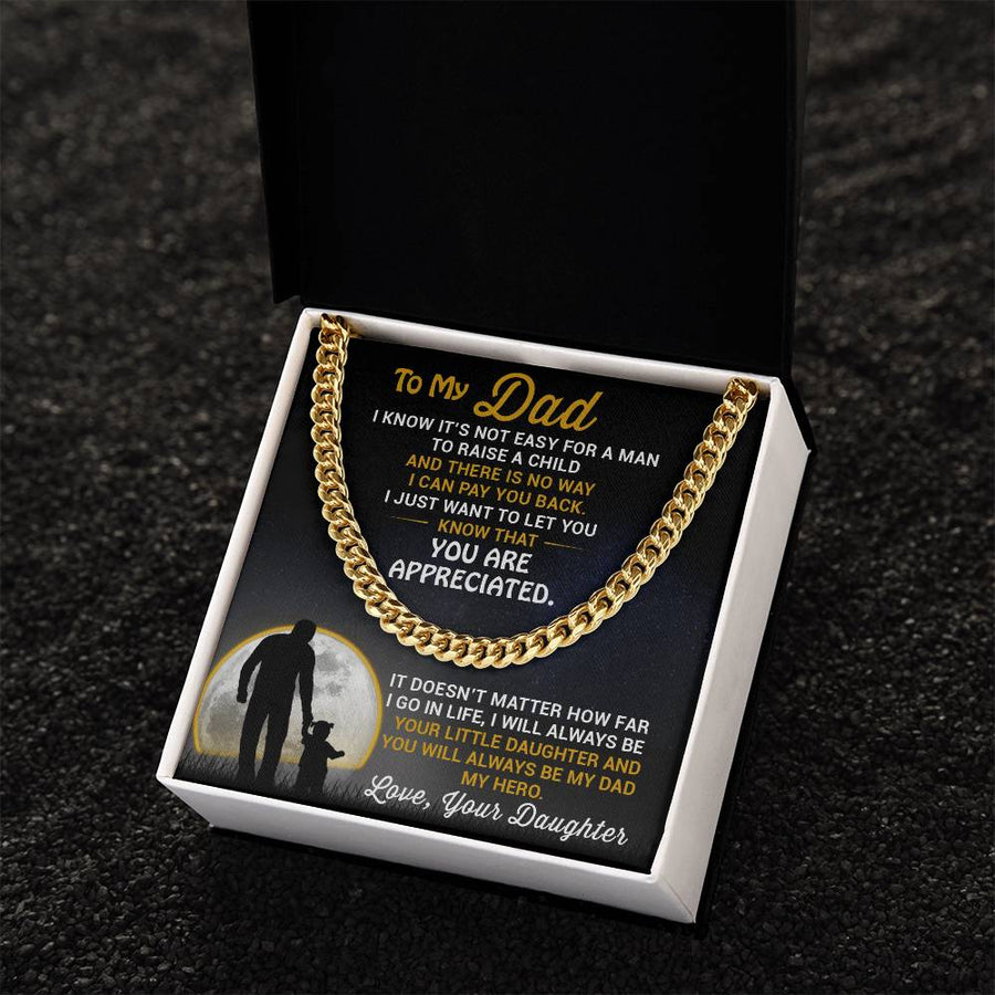 Necklace For Dad From Daughter-Best Father's Day Gift For Dad-Chain Necklace For Dad-Father's Day Jewelry Cuban Link Chain