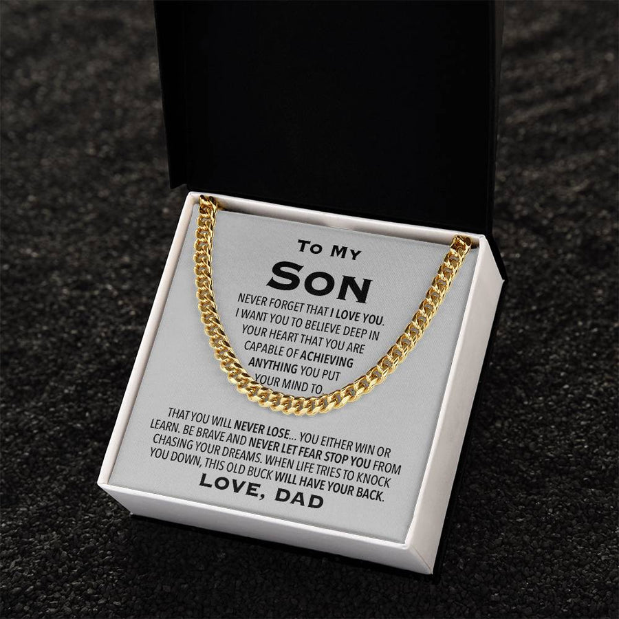 To My Son Gift From Dad Cuban Link Chain Necklace For Son Son Birthday Christmas Gift For Son