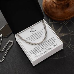 To Our Son Chain Necklace Gift To Son From Mom And Dad Birthday Graduation Gift For Son Cuban Link Chain