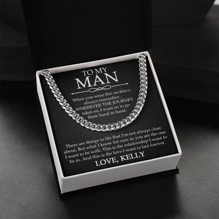 To My Man Cuban Chain Necklace Promise Necklace For Boyfriend Gifts For Boyfriend Christmas Valentines Day Gift For Bo Cuban Link Chain