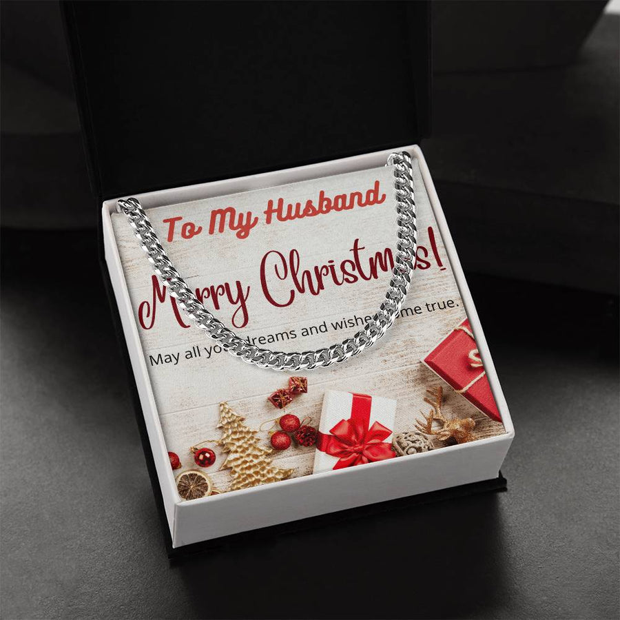 To My Husband Merry Christmas Cuban Link Chain