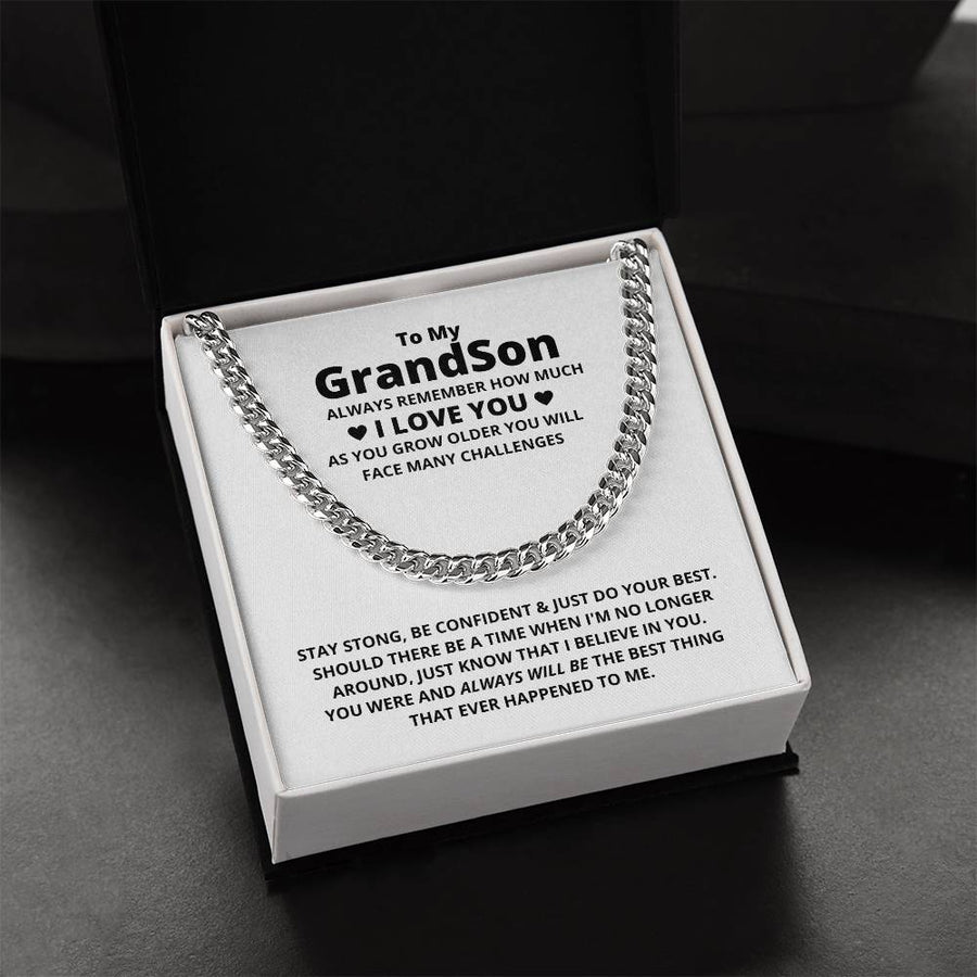 To My Grandson Necklace Christmas Gifts For Grandson Cuban Link Chain Grandson Christmas Grandson Gifts From Grandma A