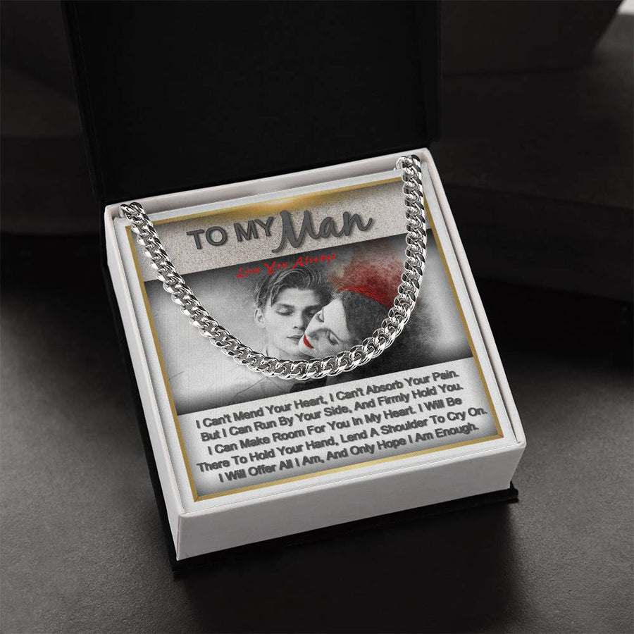 To My Man Gift For Him Romantic Birthday Gifts For Him Personalized Gift Link Chain Necklace Jewelry For Anniversary Cuban Link Chain