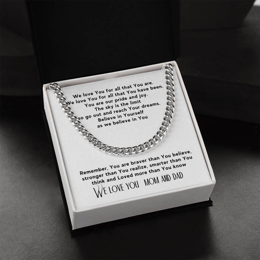 To Son From Mom Cuban Necklace Son Birthday Gift Cuban Link Chain Gold And Silver Just Because Christmas Gift Stocking