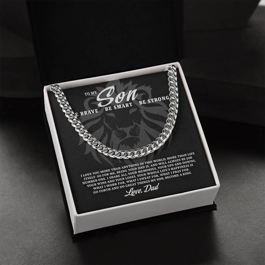 To My Son Be Brave Be Smart Be Strong Cuban Link Chain