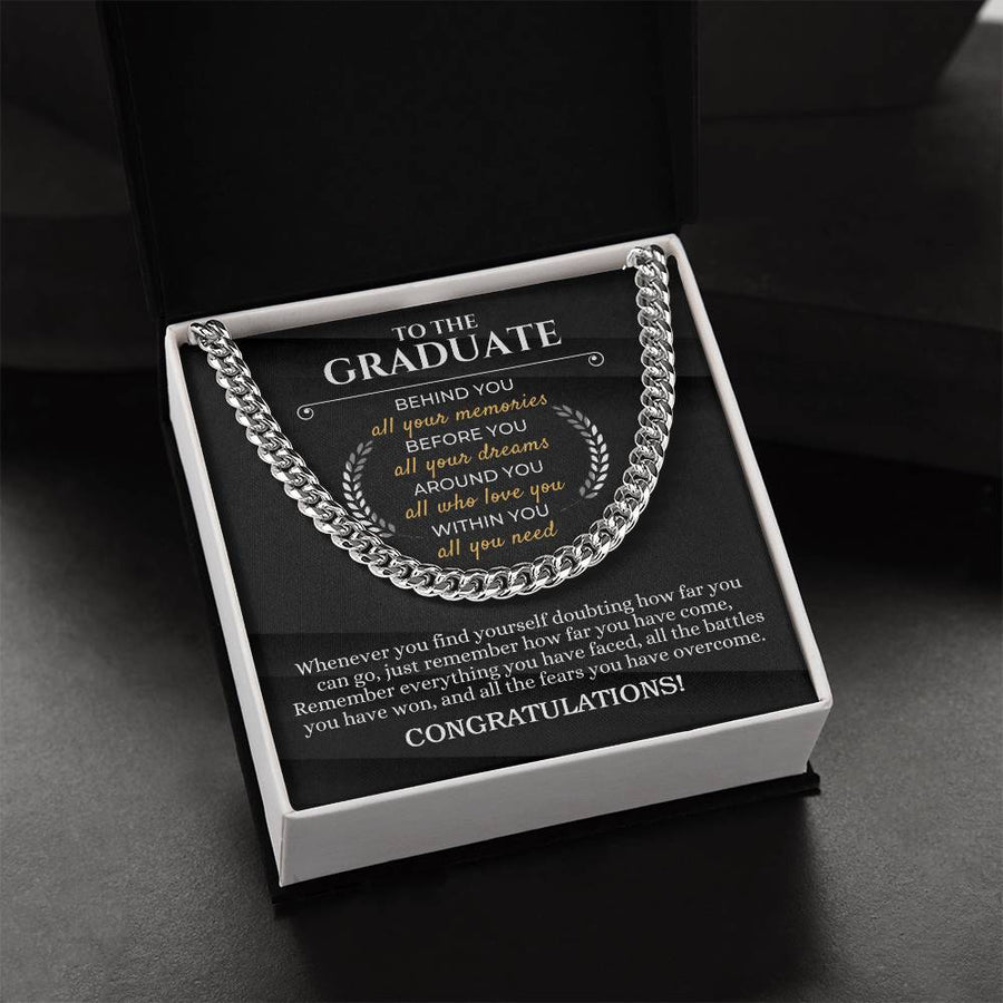 Graduation Gift For Him Congratulation Graduate Necklace For Men Son Graduation Gift Cuban Link Chain