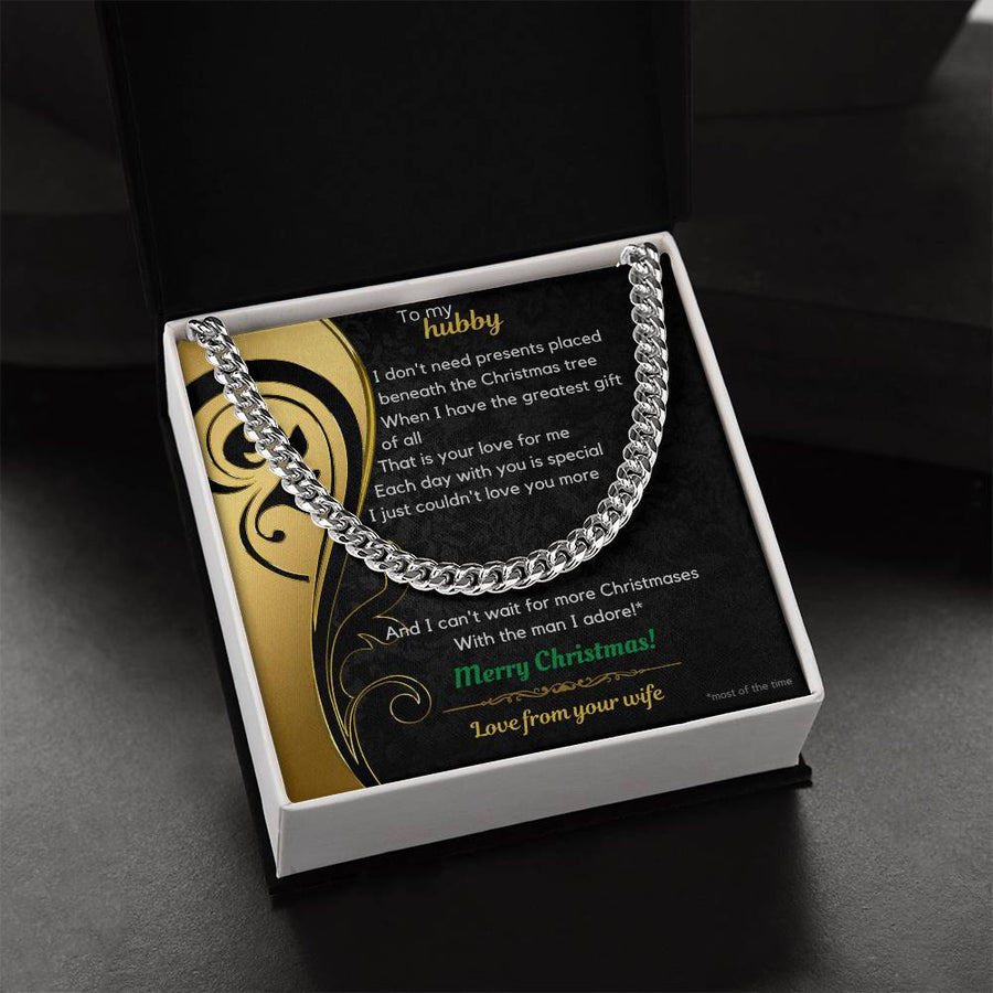 To My Hubby Christmas Cuban Link Chain Necklace