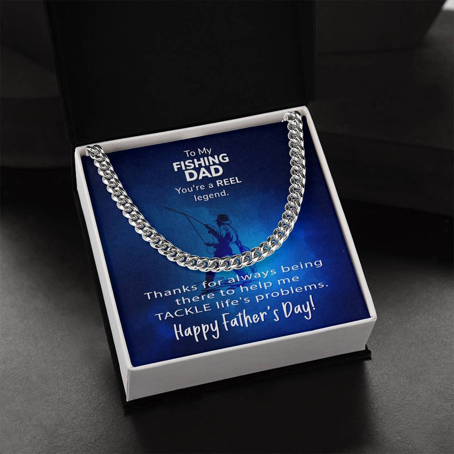 Cuban Link Chain Men To My Fishing Dad Gift For Fishing Dad Father's Day Gift Necklace To Dad From Son Daughter
