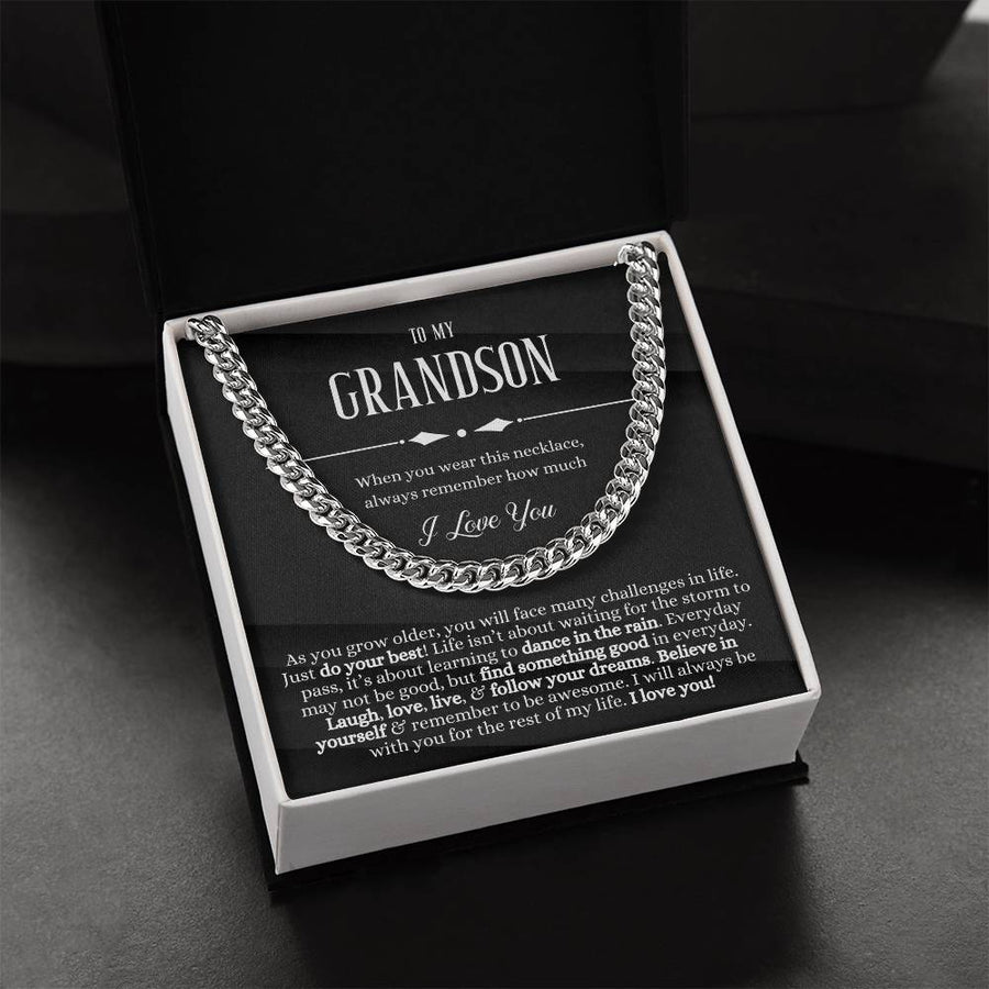 To My Grandson Sentimental Gift For Grandson Grandson Gift From Grandmagrandpa Birthday Graduation Christmas Cuban Link Chain