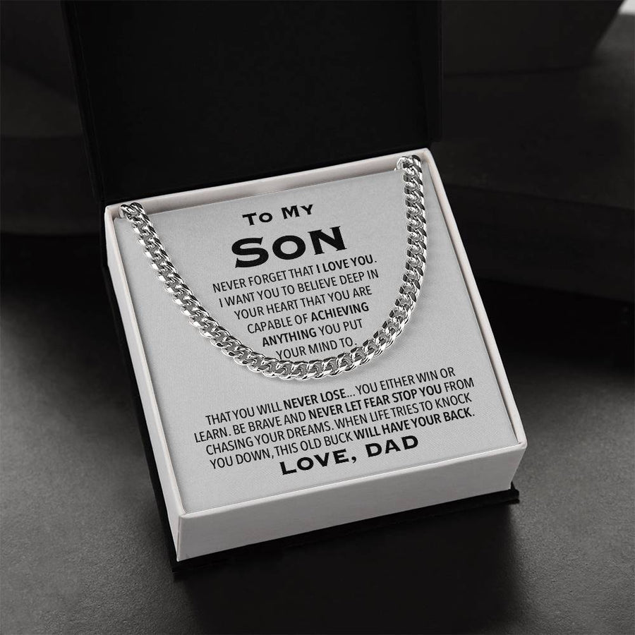 To My Son Gift From Dad Cuban Link Chain Necklace For Son Son Birthday Christmas Gift For Son