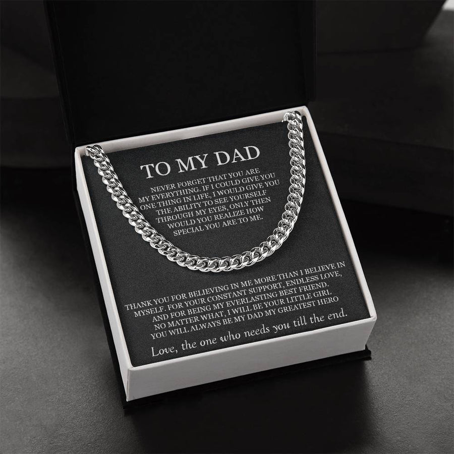 To My Dad Cuban Chain Necklace Gift For Dad From Daughter Father's Day Gift Birthday Gift For Dad. Cuban Link Chain