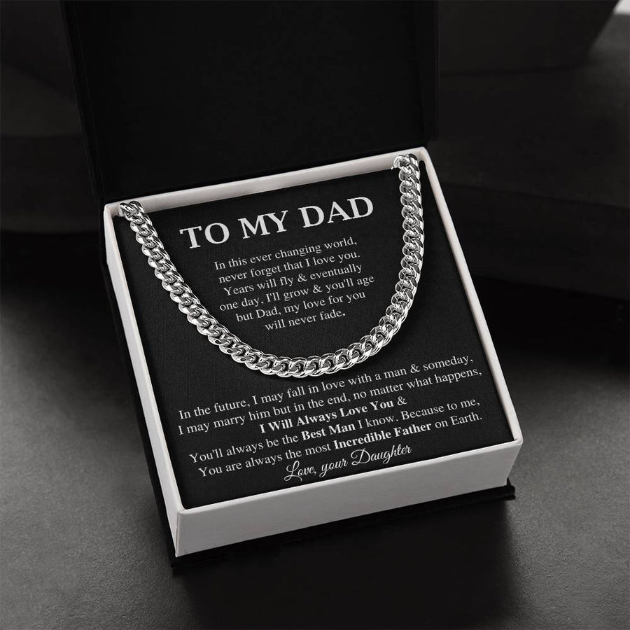 To My Dad Cuban Chain Necklace Gift For Dad From Daughter Father's Day Gift Sentimental Birthday Gift For Dad Cuban Link Chain