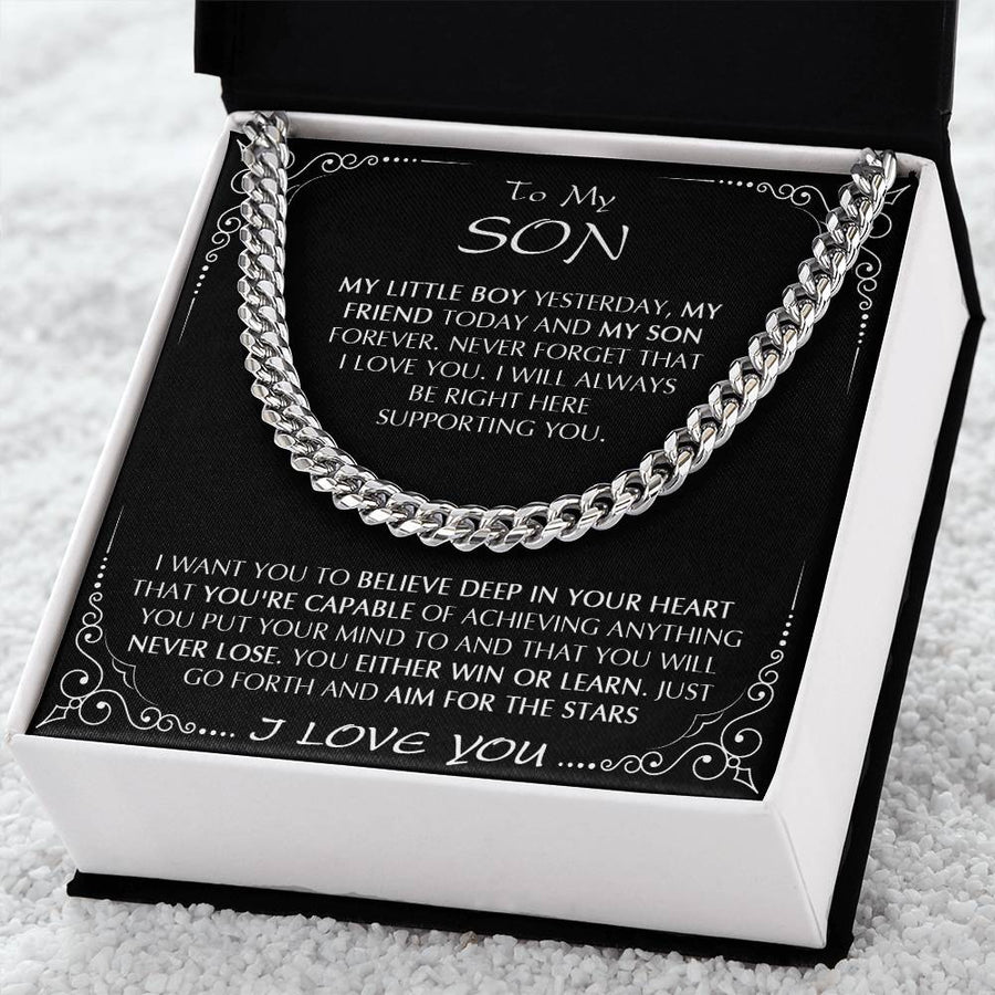 To My Son Necklace Link Chain Necklace Gift For Son From Dad Sentimental Gift For Son Birthday Gift Christmas Gift Cuban Link Chain