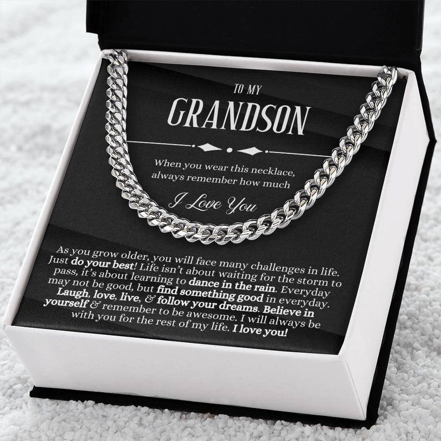 To My Grandson Sentimental Gift For Grandson Grandson Gift From Grandmagrandpa Birthday Graduation Christmas Cuban Link Chain