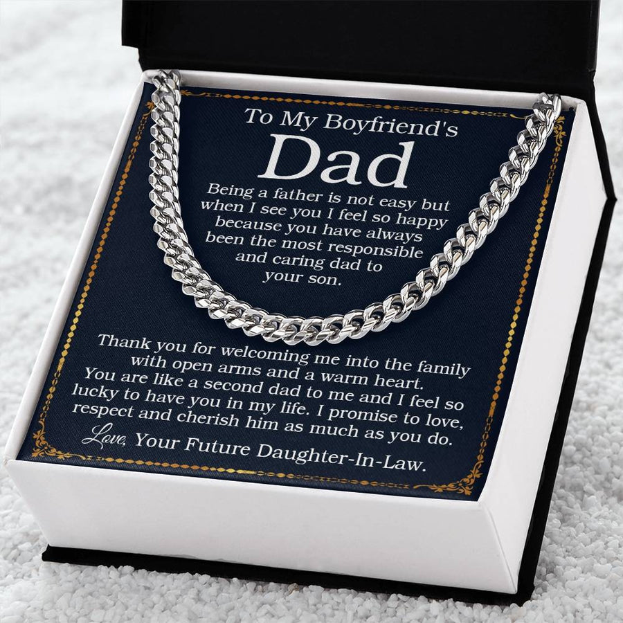 To My Boyfriend's Dad Cuban Chain Necklace Birthday Gift For Boyfriends Dad Fathers Day Christmas Gift Cuban Link Chain