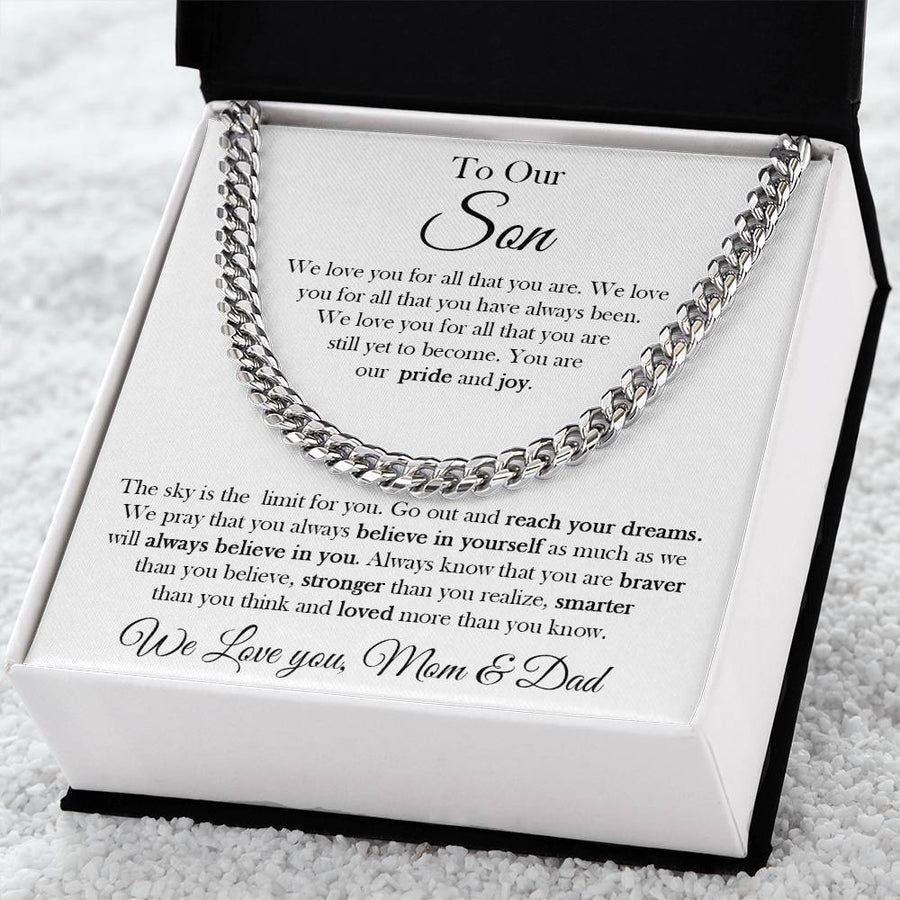 To Our Son Chain Necklace Gift To Son From Mom And Dad Birthday Graduation Gift For Son Cuban Link Chain