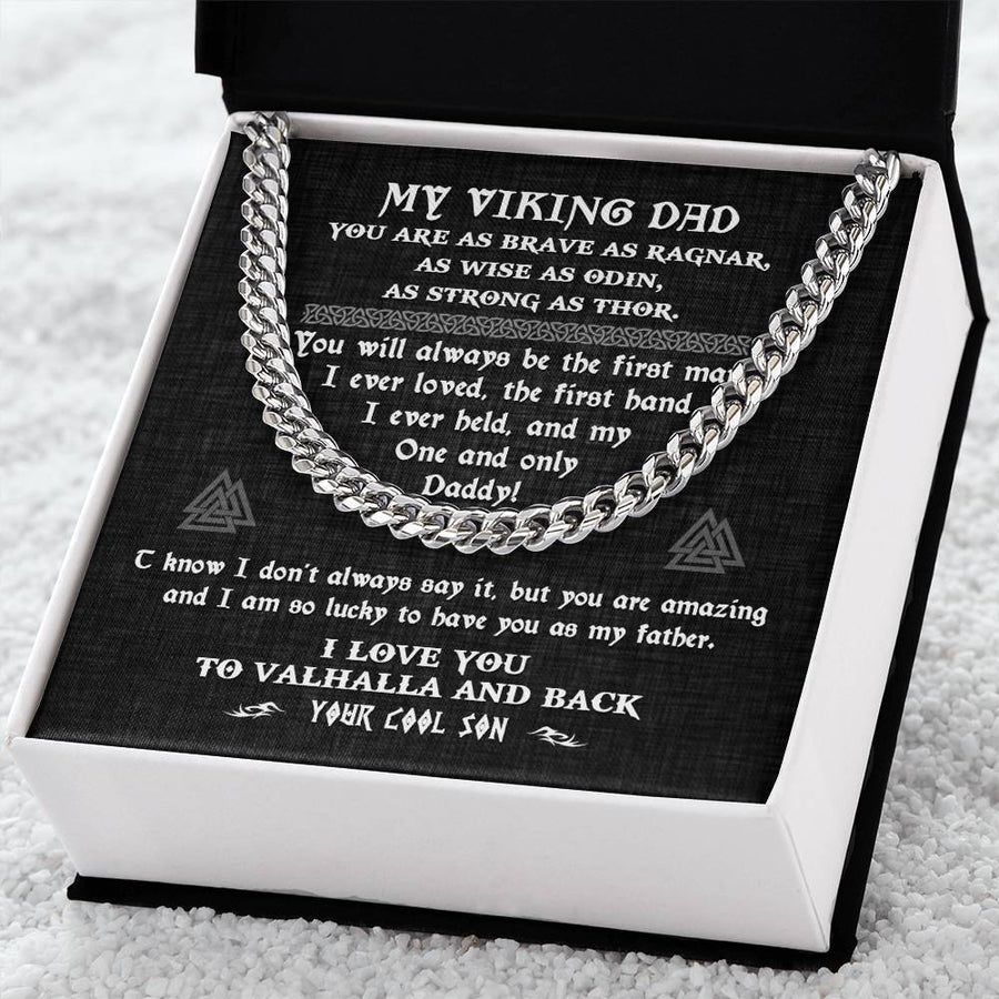 To My Viking Dad Cuban Chain Necklace For Dad Viking Gift For Dad From Son Dad Birthday Father's Day Gift Cuban Link Chain