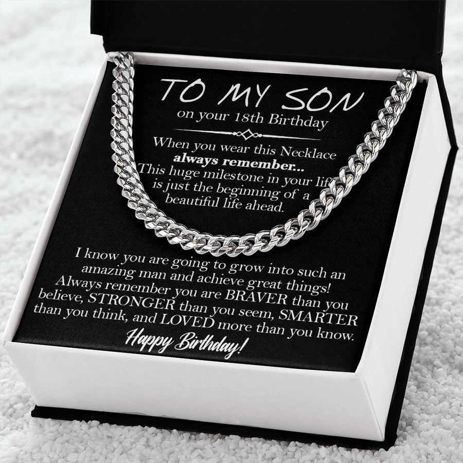 18Th Birthday Gift For Son To My Son 18Th Birthday Cuban Chain Necklace Keepsake 18Th Birthday Gift For Him Cuban Link Chain