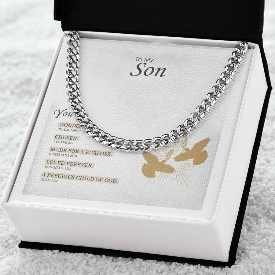 Gift For Son You Are Wonderful Chosen Made For A Purpose Cuban Link Chain Necklace