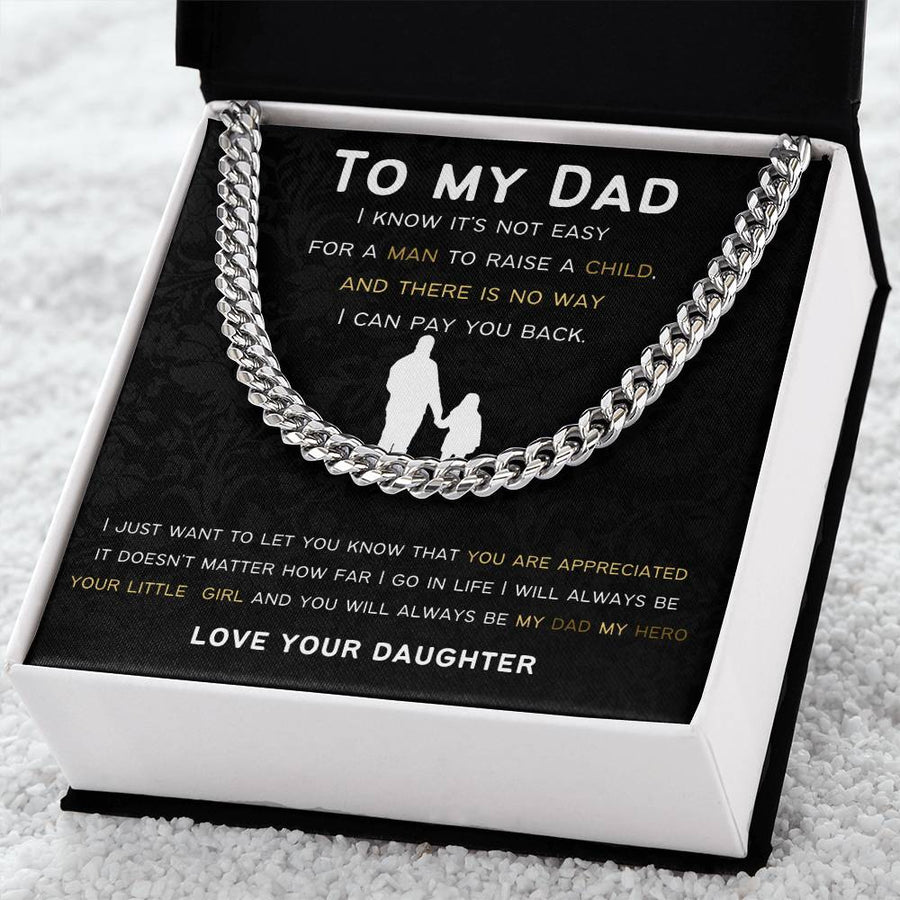 Cuban Link Chain Gift For Dad From Daughter.