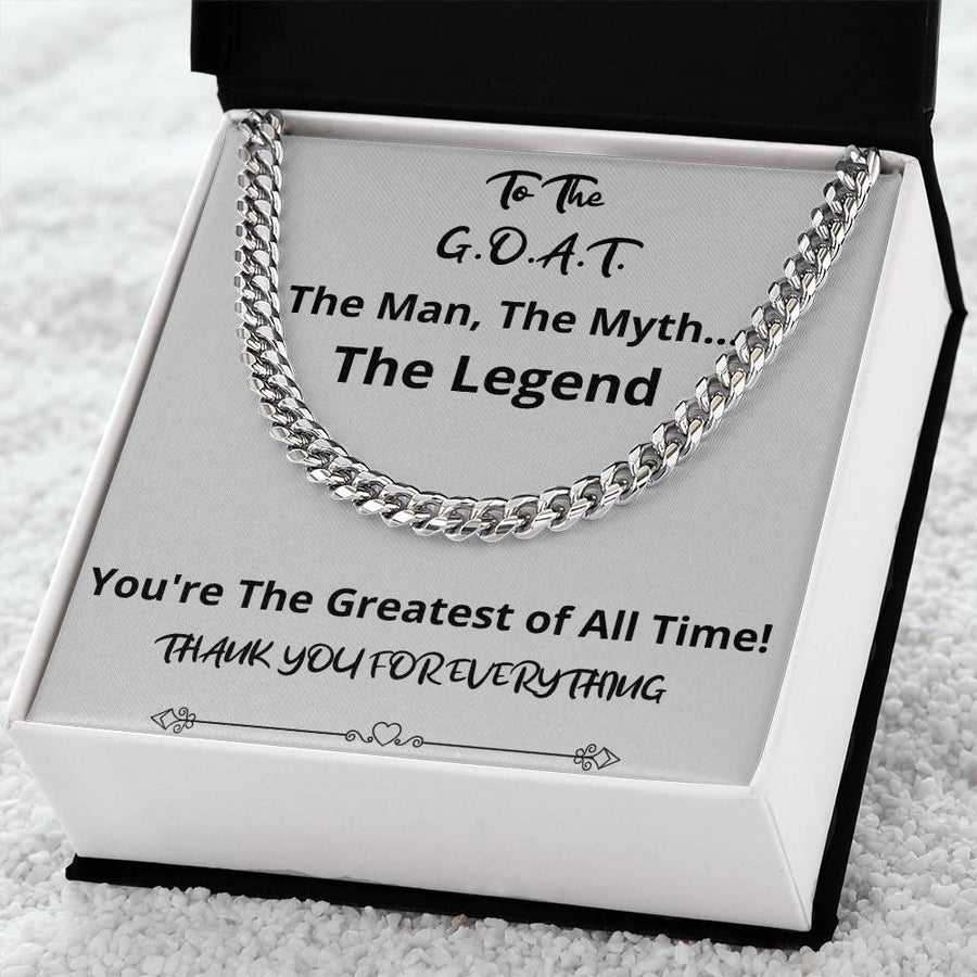 The G.O.A.T. Cuban Chain Fathers Day Birthday Christmas Gift For Men From Daughter Son Wife Girlfriend Cuban Link Chain