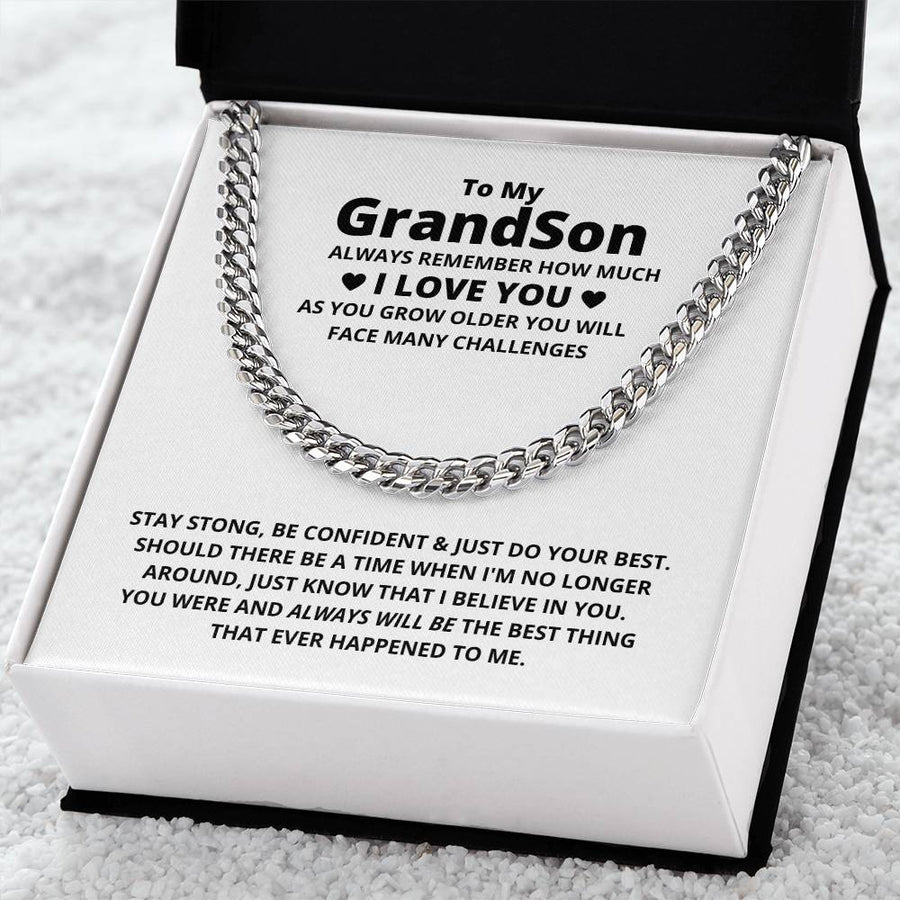 To My Grandson Necklace Christmas Gifts For Grandson Cuban Link Chain Grandson Christmas Grandson Gifts From Grandma A