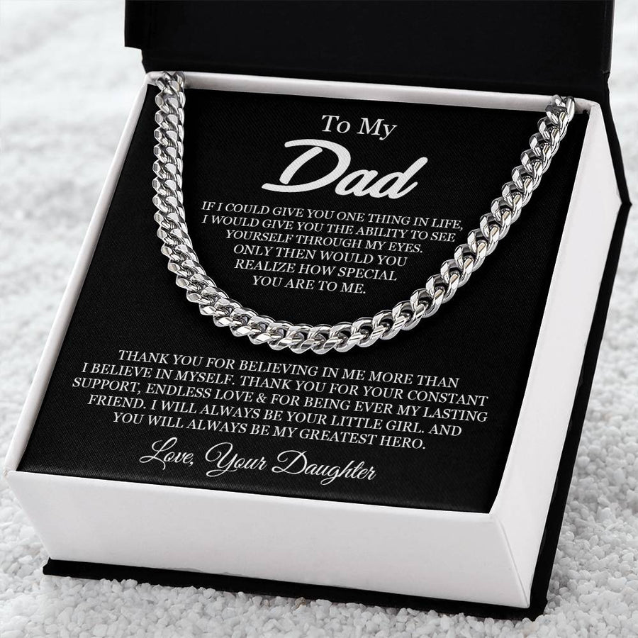 To My Dad Cuban Chain Necklace Sentimental Gift For Dad From Daughter Dad Birthday Gift Idea Father's Day Gift Cuban Link Chain