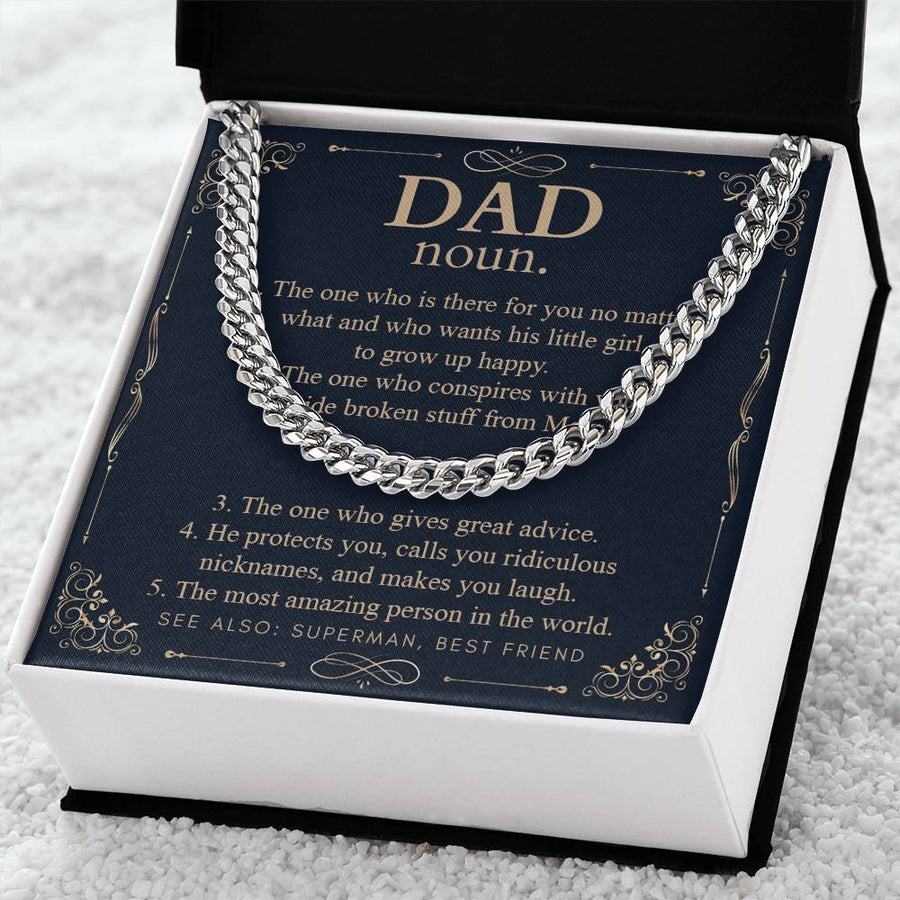 To My Dad Necklace Gift For Dad From Daughter Dad Birthday Anniversary Gift Cuban Link Chain