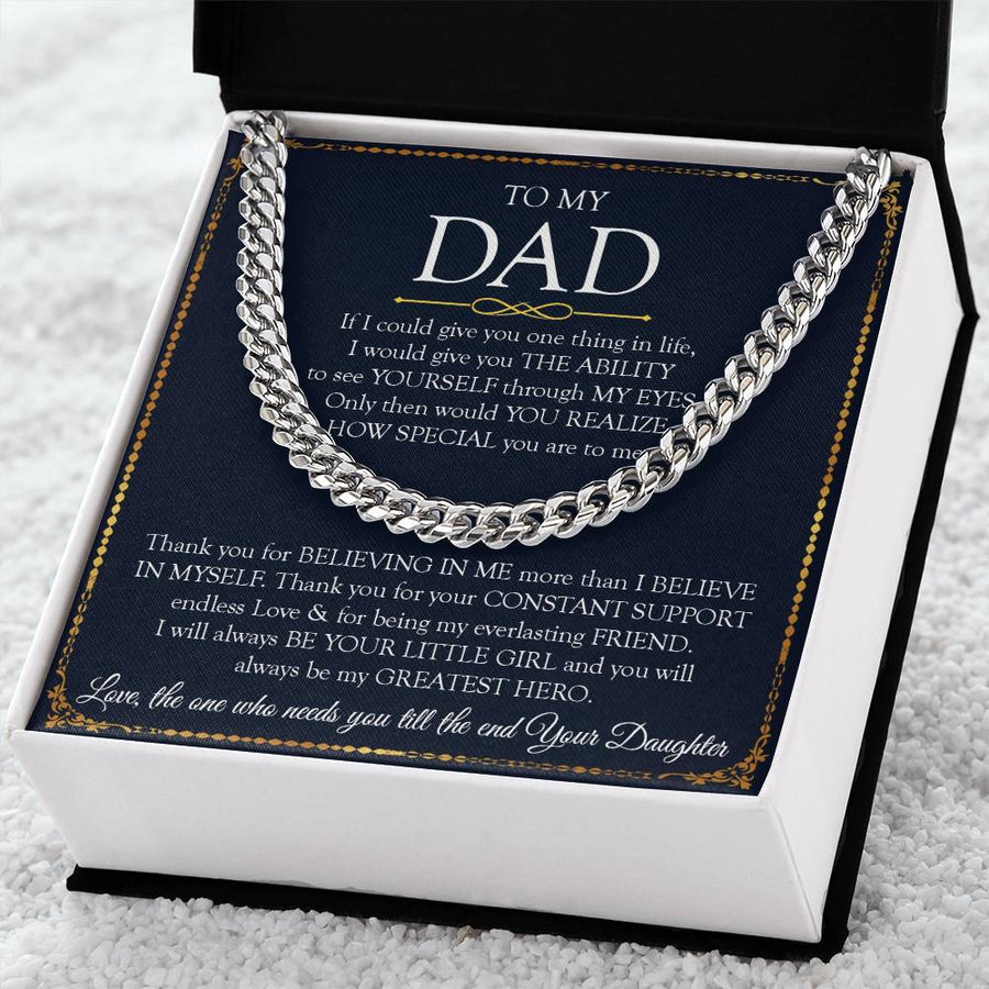 Father's Day Gift For Dad Dad Necklace Gift From Daughter To My Dad Necklace Dad Birthday Gift Cuban Link Chain