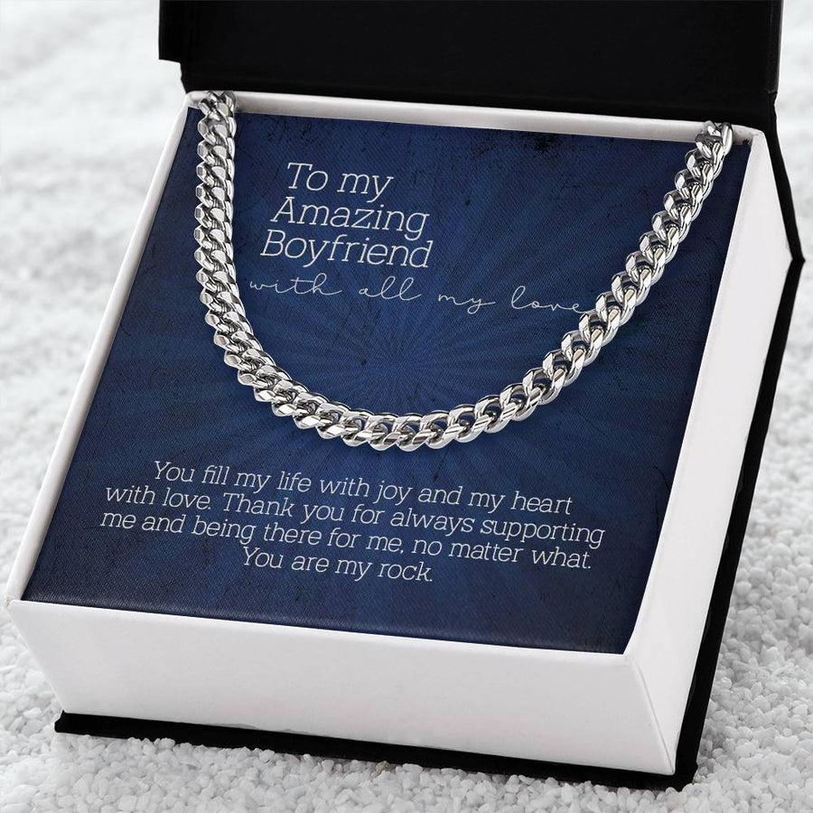 To My Amazing Boyfriend Cuban Link Chain Necklace From Girlfriend Gift For Him
