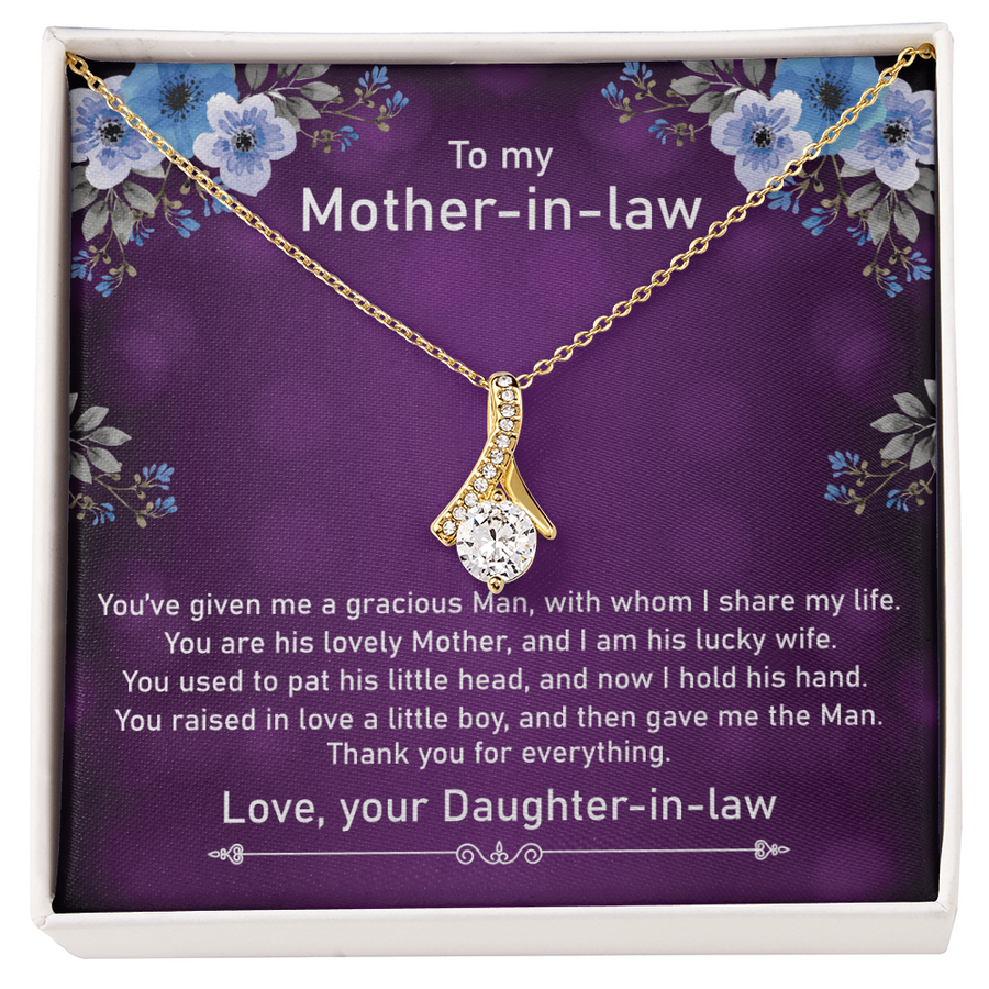 Love a Little Boy and Gave Me the Man 18K Rose Gold Alluring Beauty Necklace Jewelry Beautiful Mother's Day Gift for Mother-in-law
