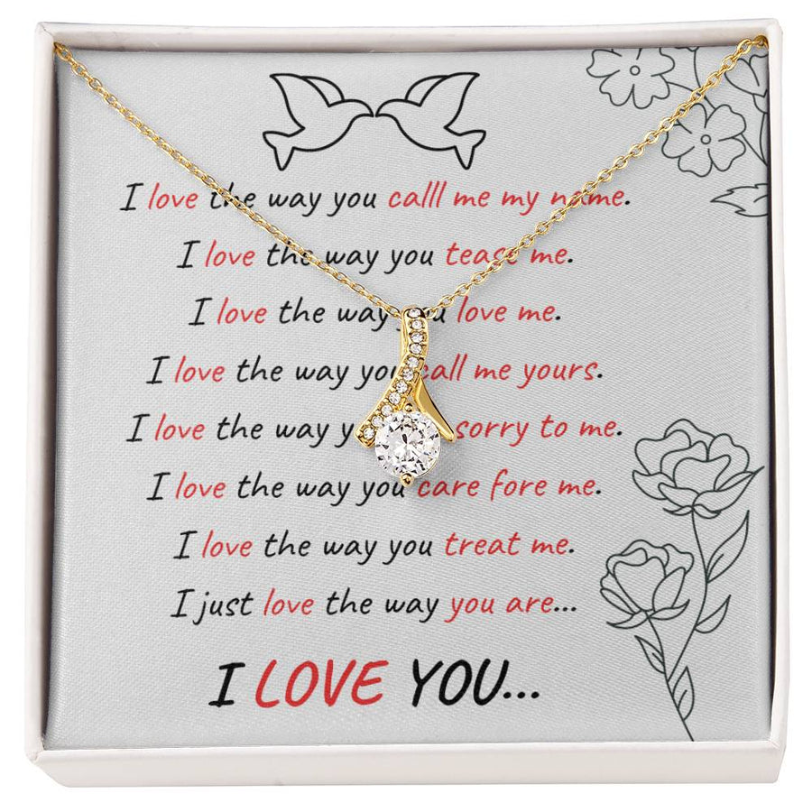 Love You for Who You Are Beautiful Woman 18K Yellow Gold Finish Alluring Beauty Necklace Jewelry Romantic Gift for Girlfriend Anniversary