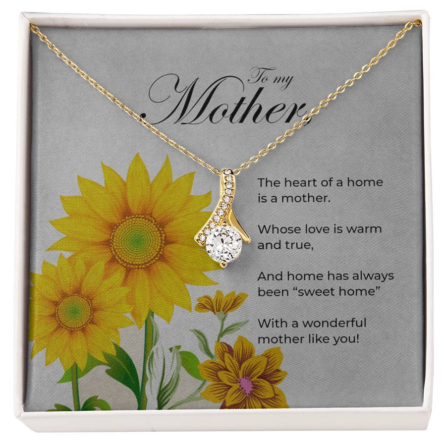 Heart of the Home Beautiful Mom Sunflower 18K Yellow Gold Finish Alluring Beauty Necklace Jewelry Warm Mother’s Day Gift for Radiant Mom