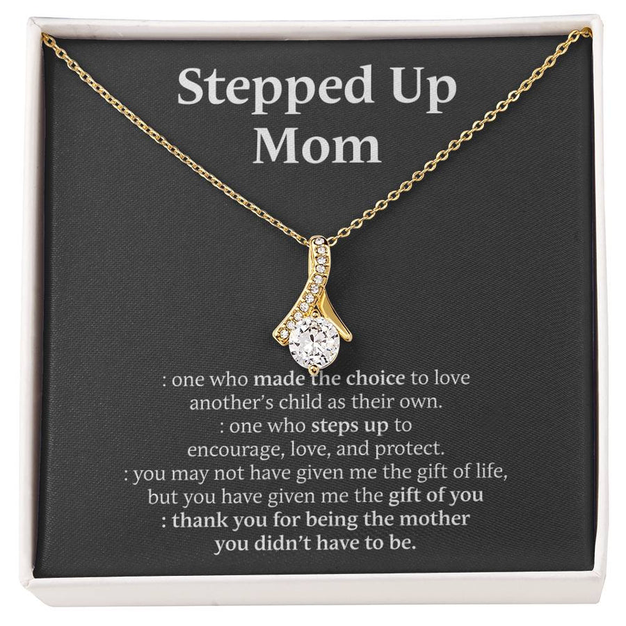 Stepped Up Mom Loving Choice Necklace 18K Yellow Gold Finish Alluring Beauty Jewelry Heartfelt Gift for Amazing Stepmom Appreciation