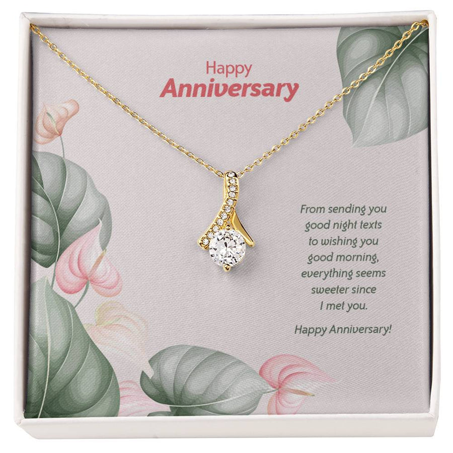 Happy Anniversary Sweeter With You 18K Yellow Gold Finish Alluring Beauty Necklace Jewelry Romantic Gift for Wife Love Day