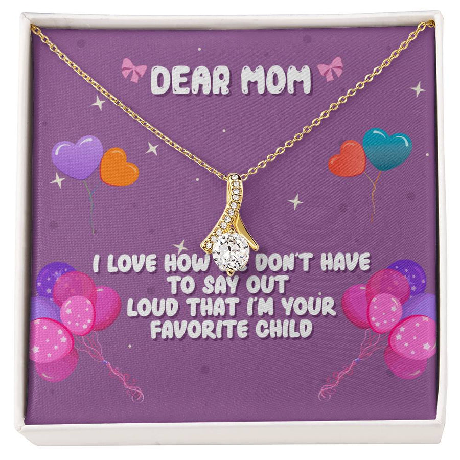 Favorite Child Humor Beautiful Mom Necklace 18K Yellow Gold Finish Alluring Beauty Necklace Jewelry Playful Present for Radiant Mother Birthday