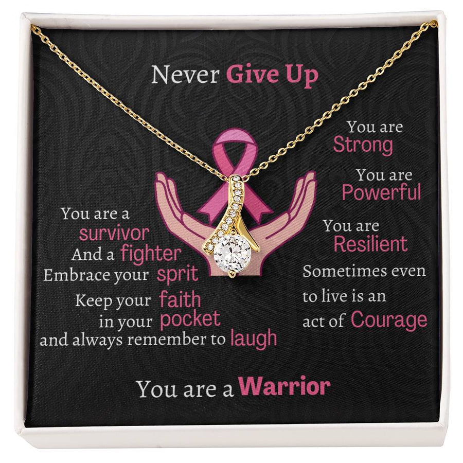 Unbreakable Resilience Faith Embrace 18K Yellow Gold Finish Alluring Beauty Necklace Jewelry Empowering Gift for Warrior Woman