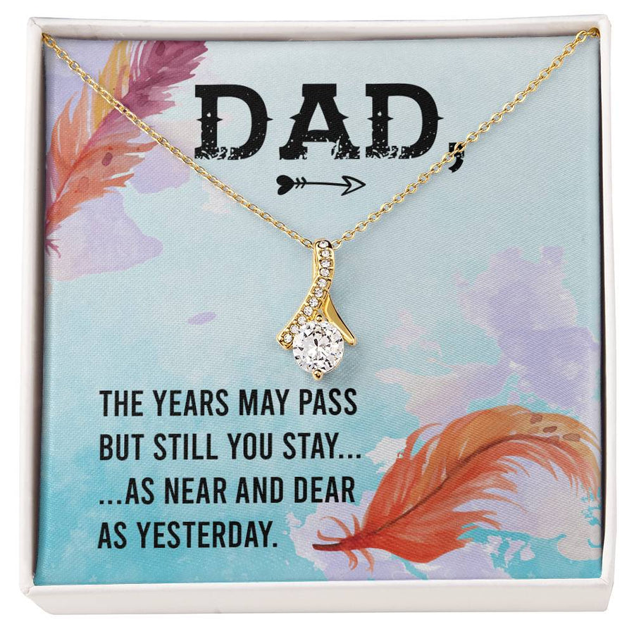 Near And Dear Yesterday Feathers 18K Yellow Gold Finish Alluring Beauty Necklace Jewelry Cherished Memorial Gift for Dad