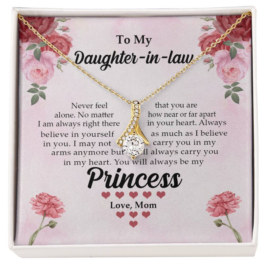 Always Carry You In My Heart Princess 18K Yellow Gold Finish Alluring Beauty Necklace Jewelry Beautiful Gift for Daughter-in-law