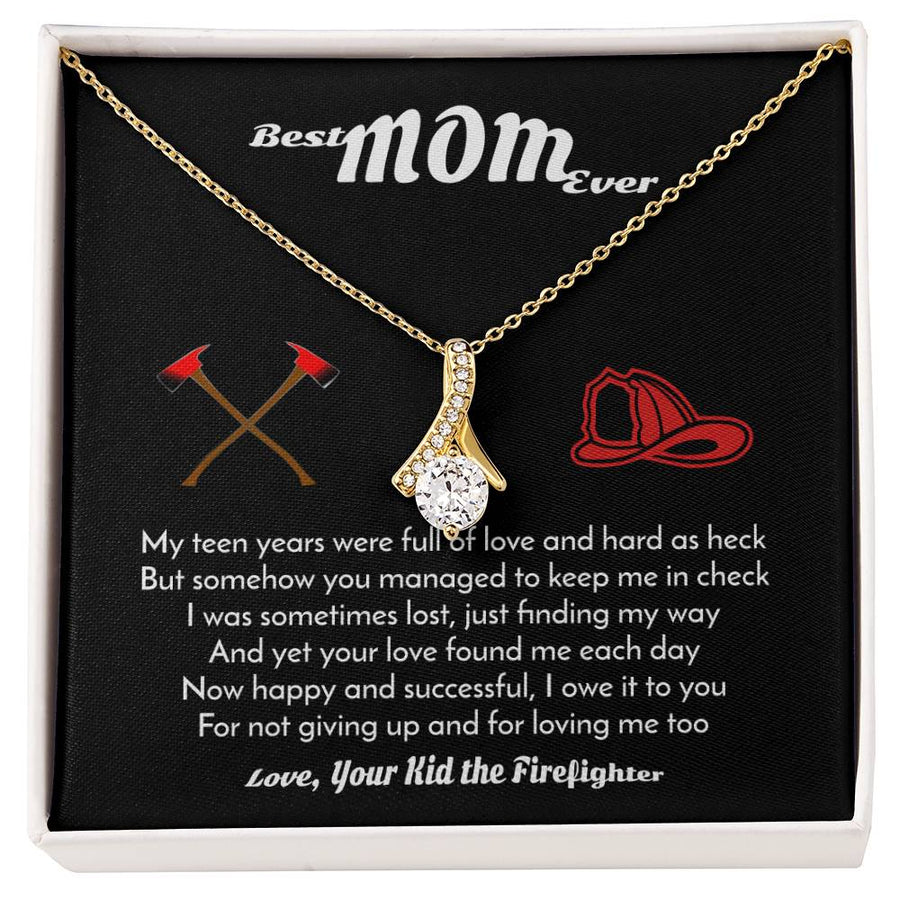 Heroic Perseverance Firefighter’s Gratitude 18K Yellow Gold Finish Alluring Beauty Necklace Jewelry Heartfelt Gift for Amazing Mom Birthday