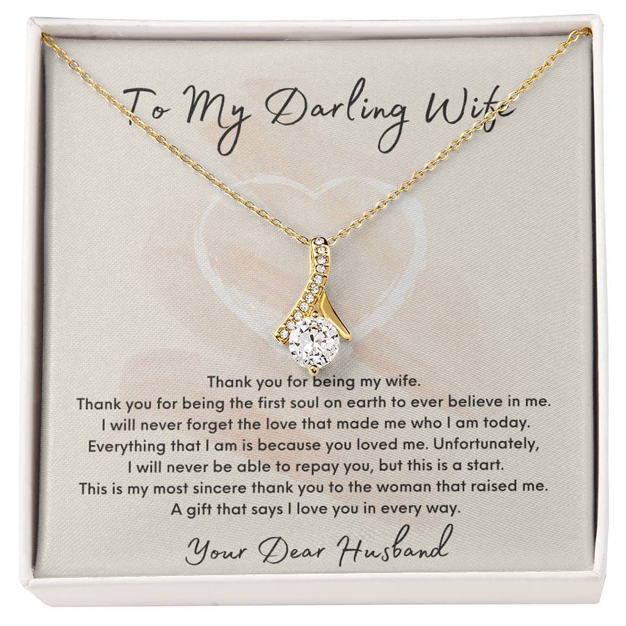 Thank You For Believing In Me 18K Yellow Gold Finish Alluring Beauty Necklace Jewelry Beautiful Gift for Darling Wife from Husband